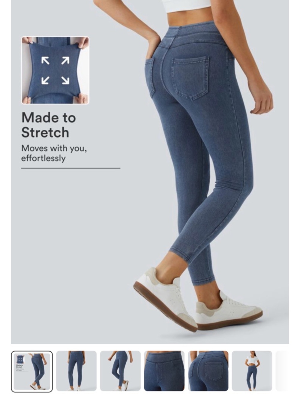 Halara Flex High Waisted Pocket Denim Casual Leggings NWT XS Full Length